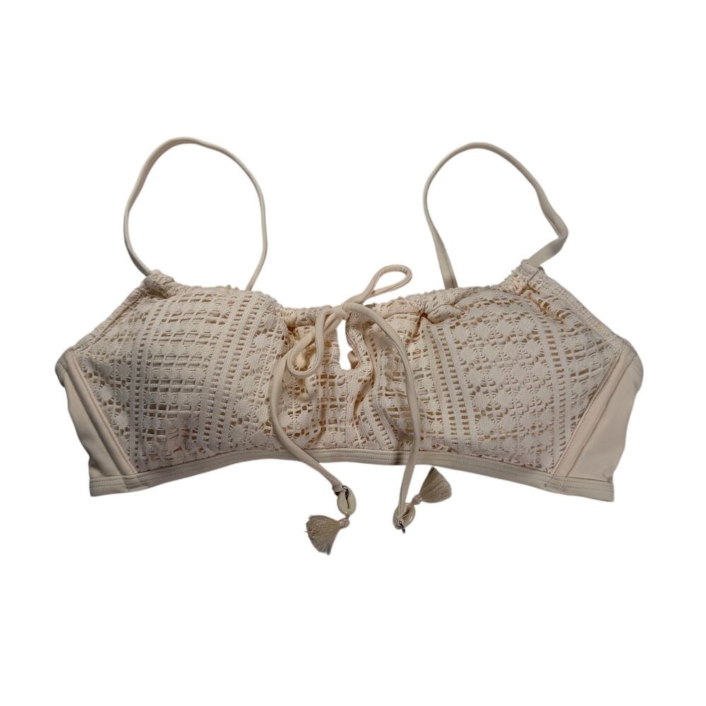 Wild Fable Bikini Top Women's Medium Cream Crochet Seashell Accents Adjustable